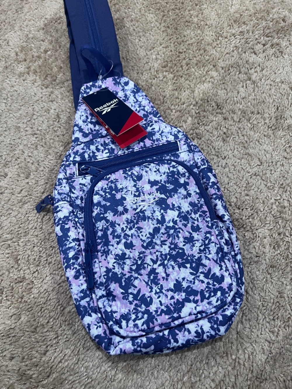 Reebok Blue and Lavender Floral Sling Bag